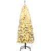 COSTWAY Albero di Natale Innevato con Luci 150/180/210 cm | Albero Natale Slim con Luci LED Bianche Calde, Rami Realistici e Densi e Base in Metallo, da Casa, Negozio e Ristorante