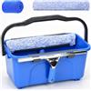 AMIPOW Kit Pulizia Vetri Completo con Secchio 12L, Tergivetro 35cm in Silicone,Lavavetri in Microfibra, Asta Telescopica 5 Sezioni, Panni Microfibra, Set Pulizia Finestre Professionale per Casa,Doccia e Auto