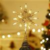 Ghzste Puntale per Albero di Natale Stella Geometrica 3D Luci Decorative a LED Funziona a Batteria Bellissima Illuminazione a Stella con Base Elastica Decorazione Natalizia per le