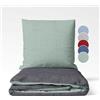 sleepling Biber Biancheria da letto, Feinbiber 135 x 200 cm, Biancheria da letto reversibile Salvia-grigio scuro, 1 copripiumino e 1 federa 80 x 80 cm, Oeko-Tex, lavabile fino a 60 gradi