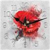 Mintoprints Orologio da parete con fiore rosso, papavero, nero, grigio, vintage, 30,5 cm, quadrato, silenzioso, senza ticchettio, funzionamento a batteria, per soggiorno