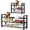 MIKVOYO Scarpiera da Ingresso Aperta 3 Livelli, Salvaspazio Slim Estensibile Moderna in Metallo Nero, Ideale per Armadi Interno, Spazi Stretti, Ingresso, Camera dei Bambini, Esterno