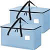 Dntorx 2 contenitori con coperchio, 93 l, pieghevoli, azzurro | Manici robusti, chiusura lampo, scomparto per etichette, tessuto PP, per trasloco, vestiti, biancheria da letto