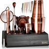 Bare Barrel Mixology Bartender Kit Bar Set | 14 pezzi Boston Cocktail Shaker Set (BKC3 - Rame antico)