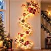 HshDUti Decorazione natalizia magica della parete della traccia LED della cascata | Decorazione natalizia da parete, Babbo Natale, slitta e renna, decorazione da appendere scintillante, effetto neve a cascata