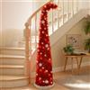 TOPSOSO Albero di Natale pop-up 150 cm albero di Natale rosso cappello di Natale con luci fiocchi di neve - Albero di Natale pieghevole pop-up per cameretta dei bambini, ingresso, divertente