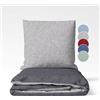 sleepling Biber Biancheria da letto, Feinbiber 135 x 200 cm, Biancheria da letto reversibile grigio scuro-grigio chiaro, 1 copripiumino e 1 federa 80 x 80 cm, Ökotex, lavabile fino a 60 gradi