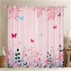 Homemissing Dreamy Farfalle Tenda Oscurante da Interno,168Lx183cm | Fiori per Camera da Letto, Porta Rosa per Soggiorno, con Anelli Privacy, Anti-UV, Blackout