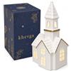 khevga Casetta luminosa a LED in ceramica bianca opaca, 23 cm, con timer da 6 ore e funzionamento a batteria AAA per una durata extra lunga, con elegante confezione regalo