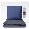 sleepling Biber Biancheria da letto, Feinbiber 135 x 200 cm, Biancheria da letto reversibile grigio scuro-blu scuro, 1 copripiumino e 1 federa 80 x 80 cm, Ökotex, lavabile fino a 60 gradi