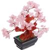 Uonlytech Albero Bonsai di Cristallo in Quarzo Naturale Rosa Feng Shui Scultura Decorativa da Tavolo per Ricchezza e Fortuna Ornamento da Scrivania in Rame e Cristallo Naturale Regalo per
