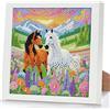 GHHKUD Kit per pittura con diamanti 5D a forma di cavallo, con cornice, per bambini e adulti, con piccoli diamanti e gemme, regalo per ragazze, ragazzi, bambini dai 6 agli 8 ai 12 anni (17,8 x 17,8 cm