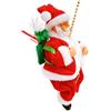 Generisch Babbo Natale rampicante sulla corda con musica e luminoso, Babbo Natale, decorazione sospesa, con collana di perle, per pareti, finestre, albero di Natale 22 x 13,5 x 12 cm