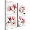 B&D XXL - Set di Quadri Moderni per Soggiorno, Fiori Magnolia Rosa, 60x60 | (4 pz. 30x30 cm ognuno), Quadro Moderno, Pannelli Decorativi per Pareti, Decorazione da Parete, Resistenti Allo Sbiadimento