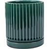 Generico Vaso Cilindrico Decorativo In Ceramica Verde Smaltata Varie Misure, Cachepot Da Interno Esterno Per Piante, Salotto, Terrazzo, Design Moderno, Ideale Per Arredo Casa, Ufficio, Ingresso (15,5x17 cm)