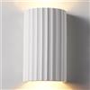 HARPER LIVING Lampada da parete moderna, up-and-down con 2 attacchi GU10, paralume in ceramica bianca verniciabile con motivo ondulato, per soggiorno, cucina, camera da letto, corridoio