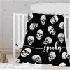YeeJu Coperta per Halloween Coperta per bambini Coperta nera con teschio spettrale piccola coperta per ragazzi ragazze bambino letto decorativo morbido leggero peloso peluche coperte e copriletti 40 x