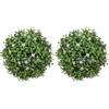 Generico Pianta Artificiale Sfera Topiaria | Palle Bosso Artificiale Con Fiori - 2 Decorazioni Appendiabili UV Resistenti Per Giardino Terrazza Portico Esterno