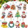 KUBFDL Set di 12 portachiavi per diamond painting, set fai da te, portachiavi per pittura con diamanti 5D, set creativo per bambini, adulti, fai da te, decorazioni per albero di Natale