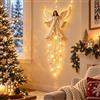 Generic Decorazione da parete natalizia a forma di angelo, bianca, 1 pezzo | Starglow - Angelo natalizio a cascata con luce luminosa, per camera da letto, soggiorno, corridoio, ingresso, da appendere