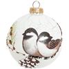 Krebs Glas Lauscha - Decorazione natalizia/decorazione per albero di Natale in vetro - sfera con coppia di uccelli - Colore: bianco - Dimensioni: circa 10 cm