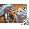 ZQXJNHPKRB Capo Tribale e Lupo Puzzle 1000 Pezzi Carta Puzzle per Adulti Stile Tribale Gioco di Puzzle 1000 Pezzi Relax Decorazione Regalo Festa 38x26cm/1000pcs