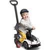 GYMAX Auto a Spinta 3 in 1 con Licenza Lamborghini, Passeggino Giocattolo con Manico di Spinta, Protezione del Bracciolo, Poggiapiedi Estensibile, Deambulatore Scorrevole per Bambini da 12-36 Mesi