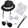 Fresilkora Cappello Fedora con paillettes per bambini, accessorio per spettacoli di danza e feste, 54 cm, cappello a cilindro nero con paillettes per Halloween, palcoscenico e feste a tema