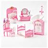 MAOSHYMS Mobili Casa Bambole 15 Pezzi Camera da letto e Bagno Accessori Casa Bambole | Mobili per Casa delle Bambole, Set di Accessori Miniatura, Tema Rosa e Bianco, Arredi Realistici