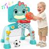 Dromlag Giochi Bambino 1 2 3 Anni, Canestri da Basket da Interno e Porte da Calcio | Mini Canestro da Basket con Luci e Musica Giochi Educativi Regali Bambini 1 2 3 Anno Giocattoli Dinosauro Bambina per Ragazzi