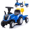 Twinly Farmy Trattore giocattolo per bambini con rimorchio, blu | 12-36 mesi, con rimorchio, pala e rastrello, luci e clacson, supporta fino a 25 kg