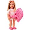 Our Generation Margot - Bambola da 46 cm, con occhi azzurri, capelli biondi e lentiggini carini, costume da bagno e accessorio per piscina gonfiabile rosa, gioco di ruolo, giocattolo per bambini a