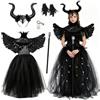 FORMIZON Malefica Costume Bambina, Vestito da Regina Strega Cattiva con Scettro, Ali e Accessori, Abiti da Regina Malvagia per Bambini, per Halloween Carnival Cosplay Festa