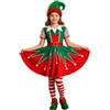 Generico Costume Da Elfo Di Natale Per Bambina Vestito Natalizio Con Cappello E Calze Travestimento Aiutante Di Babbo Natale Per Feste E Carnevale