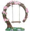 MQIONGJOOY Altalena in miniatura per giardino delle fate, statuetta altalena a forma di albero di fiori, modello altalena per micro paesaggi, cortile, giardino, decorazione per esterni, casa delle bambole (fiore