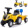 Twinly Farmy Trattore giocattolo per bambini con rimorchio, Giallo | 12-36 mesi, con rimorchio, pala e rastrello, luci e clacson, supporta fino a 25 kg