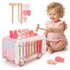 Thirrni Montessori Giocattolo a partire dai 18 mesi, giocattolo 5 in 1 in legno a martello con xilofono e magnete, gioco da pesca, giocattolo motorico, giocattolo educativo, regalo per ragazze e