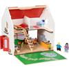 Goki Tragbares Puppenhaus Eco House, mit Zubehör: 30,5 x 23 x 30 cm, Holz, Textil, 54 Teile, per Set
