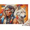 ZQXJNHPKRB Capo Tribù e Lupo Bianco Ritratto Puzzle 1000 Pezzi Carta Puzzle per Adulti Stile Nativo Relax Decorazione Famiglia 38x26cm/1000pcs