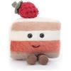 Apricot Lamb Torta alla fragola tagliata cibo dessert peluche per bambini, morbido e carino peluche per bambine e ragazzi, soffice torta alla fragola tagliata rossa 9 cm