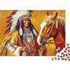ZQXJNHPKRB Uomo Tribale Nativo Puzzle 1000 Pezzi Puzzle per Adulti Carta Cavallo Compagno Stile Retrò Relax Decorazione Regalo 38x26cm/1000pcs