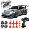 YESHIN Macchina Telecomandata RC Drift 1:24, 25 km/h, 4WD, LED, 2 Batterie, Grigia | Auto RC con 2 batterie e fino a 50 minuti, luci LED, gomme da drift e da corsa; regalo per bambini dai 6 anni