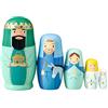 PithCogent 5 Pezzi di Bambole Russe Che nidificano, Simpatico Set di Bambole Russe per presepe, Bambola Russa in Legno, Figurine del presepe Giocattoli per Decorazioni Natalizie