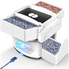 Feebee Macchina di miscelazione elettrica per 4 mazzi - Macchina di miscelazione automatica carte, mixer per carte USB con batteria 3000 mah, miscelatore di carte uniforme e non bloccato, shuffler per