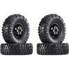 SUAVER 1/12 ruote Beadlock in alluminio e pneumatici in gomma, RC, mozzo ruota in metallo, pneumatici in gomma, set di aggiornamento per accessori MN82 LC79 MN78 WPL C24 D12 MN99S MND90 (nero)