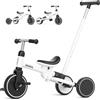 KORIMEFA Triciclo Bambini 1 anno con barra di spinta, triciclo per bambini 5 in 1 da 1 a 3 anni, sedile regolabile, pedali rimovibili, Bicicletta per Bimba e Bimbo (bianco)