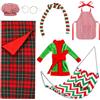 DIELOVEHUA 8 Pezzi Accessori Elfo di Natale, Accessori per Bambole Elfo Natale, con Sacco a Pelo, Accappatoio, Occhiali, Amaca, Cuscino, Grembiule, Sciarpa e Cappello da Cuoco, per Decorazione Elfo di Natale