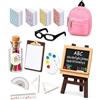 ZenoScope Set di mobili per casa delle bambole, 1 set combinazione scuola, struttura sicura e dettagli realistici, potenzia il role-play didattico e la socializzazione precoce per bimbi 3+