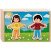 Goki Anziehpuppenpuzzle Junge und Mädchen im Holzkasten: 13 x 21 x 4,2 cm, Holz, 12 Motive, 36 Teile, per Stück