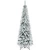 HOMCOM Albero di Natale Slim Innevato 180cm con 523 Rami e Base in Acciaio | Albero di Natale Alto e Stretto, per Interni